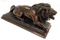 Rare Bronze Salesman Sample Lion Casket Topper