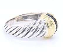 David Yurman 2 tone blue sapphire dome ring