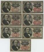 Great lot of Seven (7) 1874 5th Issue 25c Fractional Currency Notes. Nice