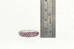 10K White Gold Pave Pink Sapphire Statement Band Ring