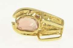 14K Yellow Gold Faceted Morganite Diamond Statement Pendant