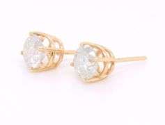 14kt Yellow gold 1.30ctw round brilliant cut diamond stud earrings