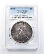 MS69 1994 American Silver Eagle PCGS Beautiful Deep Purple Toning