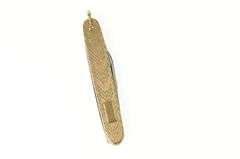 10K Yellow Gold Art Deco HL Monogram Utility Knife Charm/Pendant