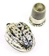 Unger Bros. Sterling Walnut Thimble Holder & Thimble