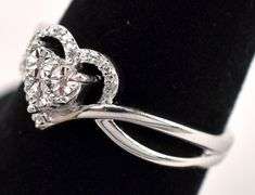 Diamond Heart Ring in Sterling Silver
