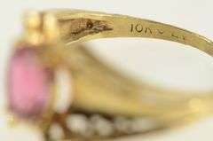 10K Yellow Gold Pink Topaz Ornate Vintage Statement Ring