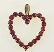 10K Yellow Gold Ruby Diamond Heart Love Symbol Pendant