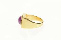 14K Yellow Gold 1960's Squared Syn. Star Ruby Statement Ring