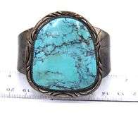 Vintage 925 sterling silver signed huge turquoise cuff bangle