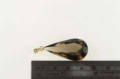 14K Yellow Gold Pear Smoky Quartz Vintage Statement Pendant