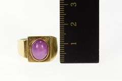 14K Yellow Gold 1960's Squared Syn. Star Ruby Statement Ring
