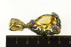 18K Yellow Gold 24.89 Ctw Pear Citrine Ornate Pave Frog Pendant
