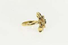 14K Yellow Gold 1.25 Ctw Sapphire Diamond Cluster Ring