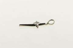 14K White Gold Retro Diamond Cross Christian Faith Charm/Pendant
