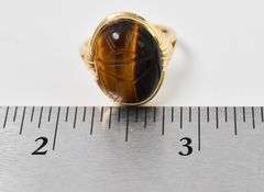Honorable 10K Yellow Gold Tiger's Eye Scarab Ring