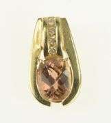 14K Yellow Gold Faceted Morganite Diamond Statement Pendant