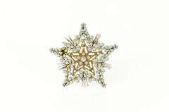 14K Yellow Gold Victorian Seed Pearl Floral Enamel Star Pin/Brooch