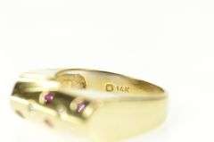 14K Yellow Gold Flush Ruby Diamond Curved Squared Statement Ring