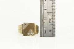 10K Yellow Gold 1940's Diamond Masonic Squared Ring
