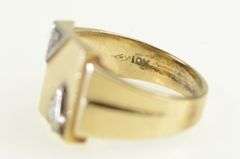10K Yellow Gold 1940's Diamond Masonic Squared Ring