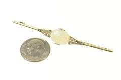 14K Yellow Gold Oval Natural Opal Victorian Diamond Bar Pin/Brooch