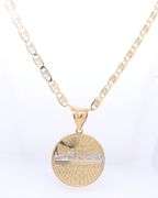 14kt Yellow gold last supper medallion pendant on chain necklace