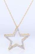 14kt Yellow gold 0.30ctw diamond star pendant on chain