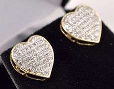 Opulent Approx. 0.33CTW Diamond Cluster Heart Earrings in 14K Yellow Gold