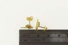 14K Yellow Gold Palm Tree Tropical Beach Motif Stud Earrings