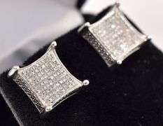 Enchanting Approx. .24CTW Diamond Square Earrings in 10K White Gold