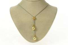 18K White Gold Denny Wong Pearl Diamond Flower Dangle Necklace