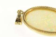 14K Yellow Gold Oval Natural Opal Retro Classic Statement Pendant