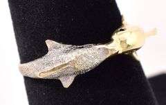 Heart Warming 14K Two-Tone Gold Kissing Dolphin Ring