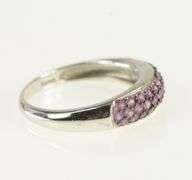 10K White Gold Pave Pink Sapphire Statement Band Ring
