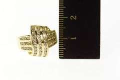 14K Yellow Gold 0.58 Ctw Diamond Wavy Channel Statement Ring