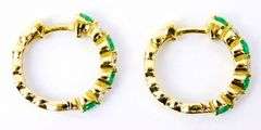 Exquisite 14K Emeralds & Diamonds Huggie Earrings