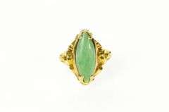 14K Yellow Gold Victorian Ornate Marquise Turquoise Statement Ring