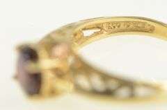 10K Yellow Gold Round Garnet Ornate Vintage Statement Ring