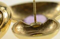 14K Yellow Gold Amethyst Citrine Vintage Geometric Earrings