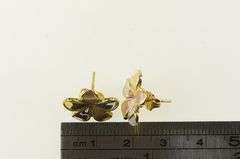 14K Yellow Gold Tri Tone Vintage Plumeria Flower Stud Earrings