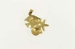 14K Yellow Gold Sea Shell Ocean Beach Motif Vintage Charm/Pendant