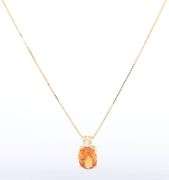 14kt Yellow Gold Oval Citrine and Diamond Pendant on chain