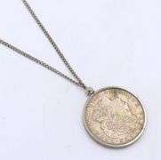 1921 Morgan silver pendant on chain necklace