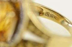 10K Yellow Gold Oval Citrine Diamond Pave Citrine Swirl Ring