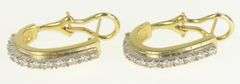 14K Yellow Gold Diamond Vintage Oval Statement Hoop Earrings