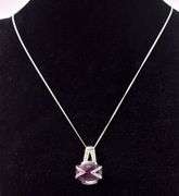 Sterling Silver Ruby and Diamond Pendant Necklace