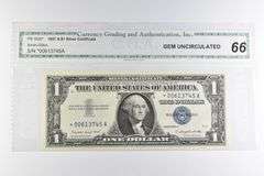 CGAI Gem Unc 66 $1 1957-A US Silver Certificate Blue Seal FR-1620*