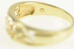 14K Yellow Gold Diamond Heart Filigree Wedding Band Ring