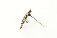 14K Yellow Gold Victorian Seed Pearl Floral Enamel Star Pin/Brooch